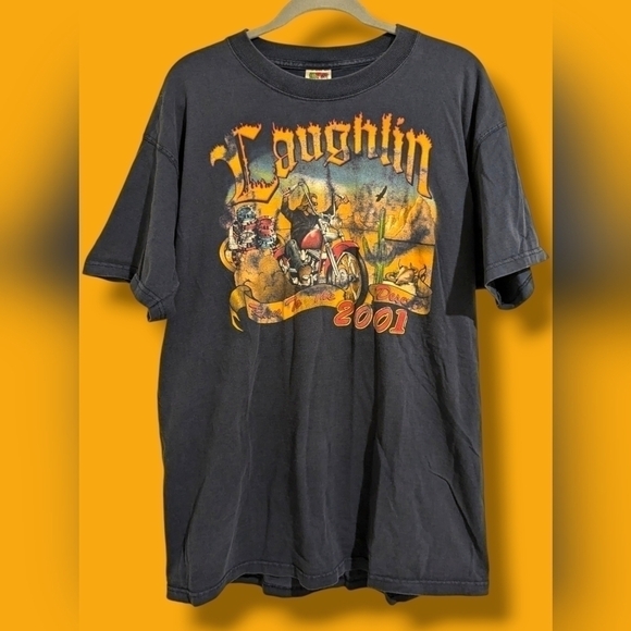 Vintage Motorcycle Laughlin Nevada River Run 2001 Run To The Desert T-Shirt - Picture 1 of 8